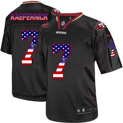 Men's Limited Colin Kaepernick Nike Jersey Black - #7 USA Flag Fashion NFL San Francisco 49ers
